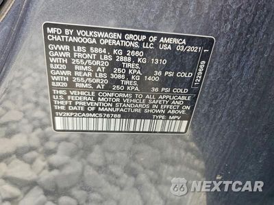 Zdjęcie 13 z 13 samochodu: 2021 VOLKSWAGEN ATLAS SE VIN:1V2KP2CA9MC576788 - miniatura