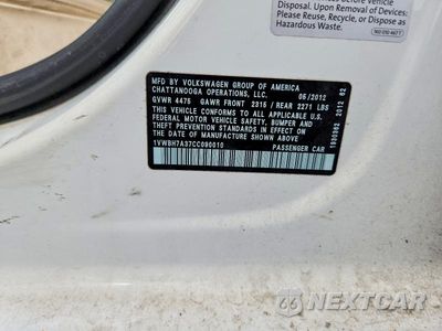 Zdjęcie 12 z 12 samochodu: 2012 VOLKSWAGEN PASSAT SE VIN:1VWBH7A37CC090010 - miniatura