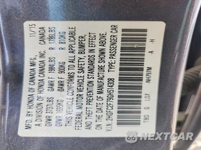 Zdjęcie 12 z 12 samochodu: 2016 HONDA CIVIC EX VIN:2HGFC2F79GH514308 - miniatura