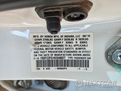 Zdjęcie 13 z 13 samochodu: 2019 HONDA CIVIC LX VIN:19XFC2F61KE046827 - miniatura