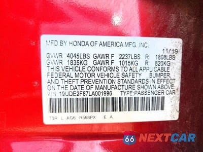 Zdjęcie 12 z 12 samochodu: 2020 ACURA ILX PREMIUM A-SPEC VIN:19UDE2F87LA001996 - miniatura