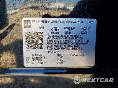 Zdjęcie 13 z 13 samochodu: 2022 CHEVROLET EQUINOX LT VIN:3GNAXKEV7NL149717 - miniatura