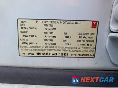 Zdjęcie 13 z 13 samochodu: 2015 TESLA MODEL S P90D VIN:5YJSA1V43FF100935 - miniatura