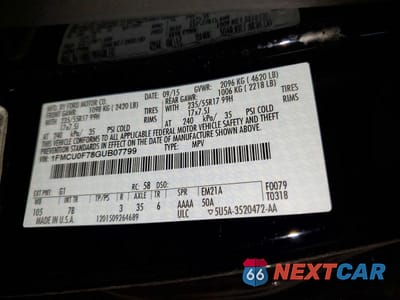 Zdjęcie 14 z 14 samochodu: 2016 FORD ESCAPE S VIN:1FMCU0F78GUB07799 - miniatura