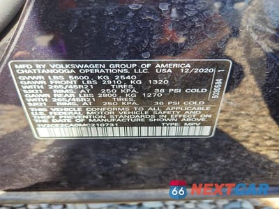 Zdjęcie 13 z 13 samochodu: 2021 VOLKSWAGEN ATLAS CROSS SPORT SEL R-LINE VIN:1V2CE2CA0MC210731 - miniatura