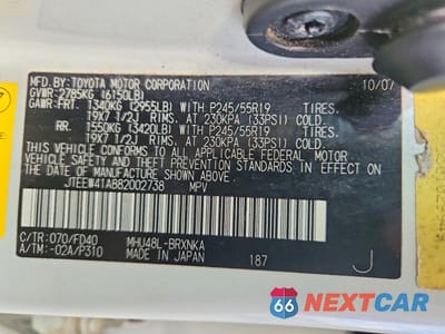 Zdjęcie 13 z 13 samochodu: 2008 TOYOTA HIGHLANDER HYBRID VIN:JTEEW41A882002738 - miniatura