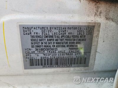 Zdjęcie 12 z 12 samochodu: 2022 NISSAN SENTRA SV VIN:3N1AB8CV3NY249123 - miniatura