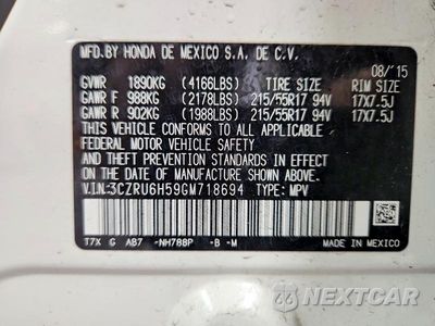 Zdjęcie 14 z 14 samochodu: 2016 HONDA HR-V EX VIN:3CZRU6H59GM718694 - miniatura