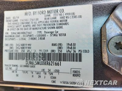 Zdjęcie 12 z 12 samochodu: 2019 LINCOLN MKZ RESERVE II VIN:3LN6L5MUXKR621661 - miniatura