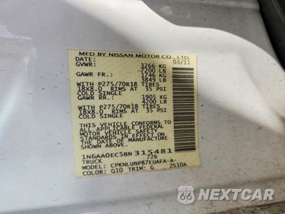 Zdjęcie 12 z 12 samochodu: 2011 NISSAN TITAN SV VIN:1N6AA0EC5BN315481 - miniatura