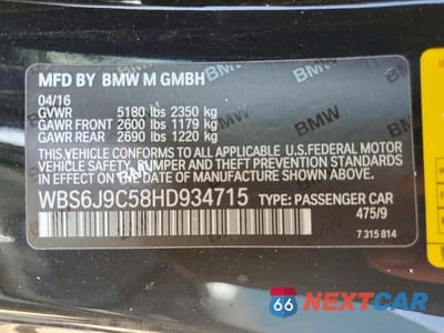 Zdjęcie 12 z 12 samochodu: 2017 BMW M6 VIN:WBS6J9C58HD934715 - miniatura