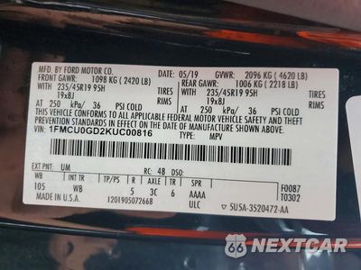 Zdjęcie 14 z 14 samochodu: 2019 FORD ESCAPE SE VIN:1FMCU0GD2KUC00816 - miniatura