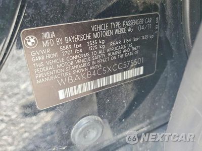 Zdjęcie 12 z 12 samochodu: 2012 BMW 740 LI VIN:WBAKB4C5XCC575501 - miniatura