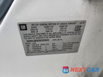 Zdjęcie 13 z 13 samochodu: 2016 CHEVROLET EQUINOX LTZ VIN:2GNALDEK5G6269522 - miniatura