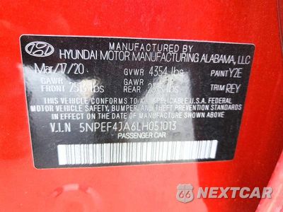 Zdjęcie 12 z 12 samochodu: 2020 HYUNDAI SONATA SEL VIN:5NPEF4JA6LH051013 - miniatura