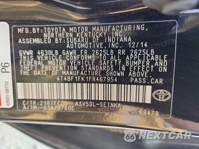 Zdjęcie 12 z 12 samochodu: 2015 TOYOTA CAMRY LE VIN:4T4BF1FK1FR467954 - miniatura