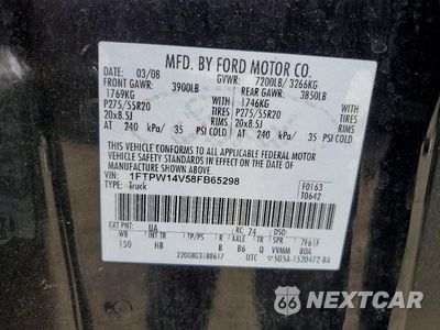 Zdjęcie 13 z 13 samochodu: 2008 FORD F150 SUPERCREW VIN:1FTPW14V58FB65298 - miniatura