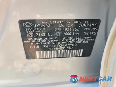 Zdjęcie 12 z 12 samochodu: 2017 HYUNDAI ELANTRA SE VIN:KMHD74LF0HU072319 - miniatura