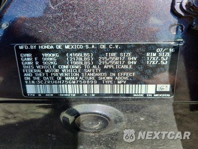 Zdjęcie 13 z 13 samochodu: 2016 HONDA HR-V EXL VIN:3CZRU6H75GM758899 - miniatura
