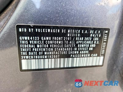 Zdjęcie 12 z 12 samochodu: 2019 VOLKSWAGEN JETTA S VIN:3VWCB7BU8KM192507 - miniatura