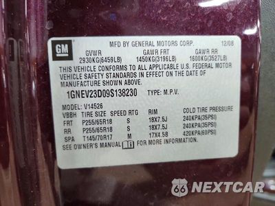 Zdjęcie 13 z 13 samochodu: 2009 CHEVROLET TRAVERSE LT VIN:1GNEV23D09S138230 - miniatura