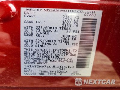 Zdjęcie 12 z 12 samochodu: 2020 NISSAN ROGUE SV VIN:5N1AT2MV7LC810561 - miniatura