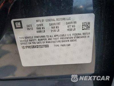 Zdjęcie 12 z 12 samochodu: 2013 CHEVROLET CRUZE ECO VIN:1G1PH5SBXD7327093 - miniatura