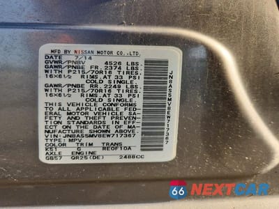 Zdjęcie 14 z 14 samochodu: 2014 NISSAN ROGUE SELECT S VIN:JN8AS5MV8EW717367 - miniatura
