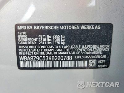 Zdjęcie 12 z 12 samochodu: 2019 BMW 330XI GT VIN:WBA8Z9C53KB220788 - miniatura