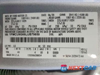 Zdjęcie 13 z 13 samochodu: 2020 FORD ESCAPE SE VIN:1FMCU9G66LUB79850 - miniatura