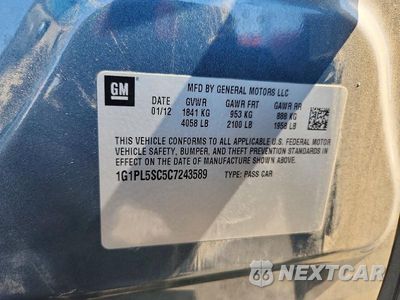 Zdjęcie 12 z 12 samochodu: 2012 CHEVROLET CRUZE LT VIN:1G1PL5SC5C7243589 - miniatura
