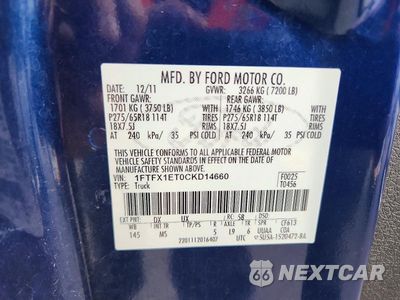 Zdjęcie 12 z 12 samochodu: 2012 FORD F150 SUPER CAB VIN:1FTFX1ET0CKD14660 - miniatura