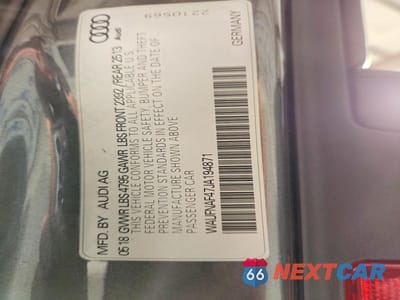 Zdjęcie 12 z 12 samochodu: 2018 AUDI A4 PRESTIGE VIN:WAUFNAF47JA194871 - miniatura
