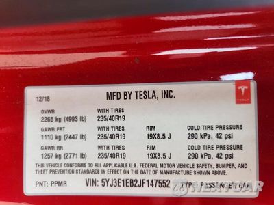 Zdjęcie 12 z 12 samochodu: 2018 TESLA MODEL 3 VIN:5YJ3E1EB2JF147552 - miniatura