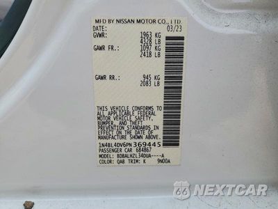 Zdjęcie 12 z 12 samochodu: 2023 NISSAN ALTIMA SV VIN:1N4BL4DV6PN369445 - miniatura