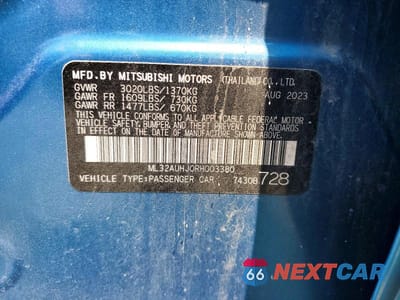 Zdjęcie 12 z 12 samochodu: 2024 MITSUBISHI MIRAGE ES VIN:ML32AUHJ0RH003380 - miniatura