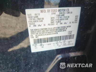 Zdjęcie 12 z 12 samochodu: 2013 FORD EDGE SEL VIN:2FMDK3JC2DBC94975 - miniatura