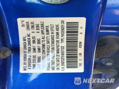 Zdjęcie 12 z 12 samochodu: 2016 HONDA CIVIC LX VIN:2HGFC2F51GH577322 - miniatura