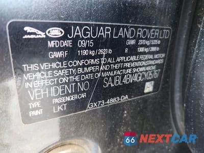 Zdjęcie 12 z 12 samochodu: 2016 JAGUAR XF R - SPORT VIN:SAJBL4BV4GCY05767 - miniatura