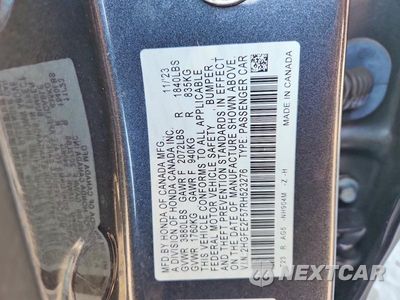 Zdjęcie 13 z 13 samochodu: 2024 HONDA CIVIC SPORT VIN:2HGFE2F57RH523276 - miniatura