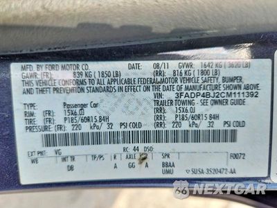 Zdjęcie 12 z 12 samochodu: 2012 FORD FIESTA SE VIN:3FADP4BJ2CM111392 - miniatura
