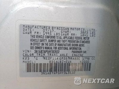 Zdjęcie 13 z 13 samochodu: 2017 NISSAN SENTRA S VIN:3N1AB7AP5HY363532 - miniatura