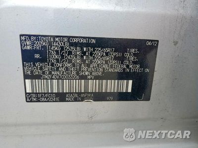 Zdjęcie 13 z 13 samochodu: 2012 TOYOTA RAV4 BASE VIN:JTMZF4DV7CD033206 - miniatura