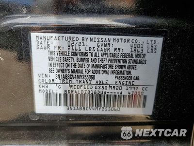 Zdjęcie 12 z 12 samochodu: 2021 NISSAN SENTRA SV VIN:3N1AB8CV4MY255060 - miniatura