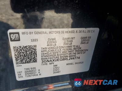Zdjęcie 13 z 13 samochodu: 2024 CHEVROLET EQUINOX LT VIN:3GNAXUEG8RL244774 - miniatura