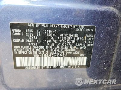 Zdjęcie 14 z 14 samochodu: 2017 SUBARU OUTBACK 2.5I PREMIUM VIN:4S4BSAFC2H3376621 - miniatura