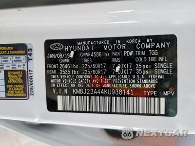 Zdjęcie 23 z 24 samochodu: 2019 HYUNDAI TUCSON SE VIN:KM8J23A44KU938141 - miniatura