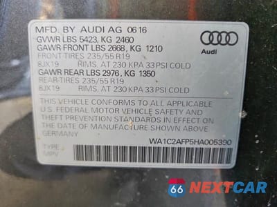 Zdjęcie 13 z 13 samochodu: 2017 AUDI Q5 PREMIUM VIN:WA1C2AFP5HA005390 - miniatura