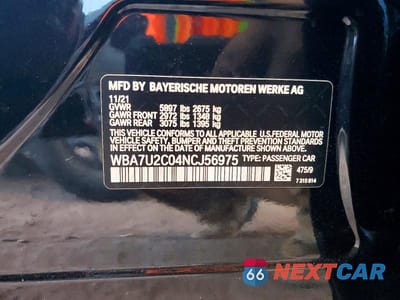 Zdjęcie 13 z 13 samochodu: 2022 BMW 750 XI VIN:WBA7U2C04NCJ56975 - miniatura