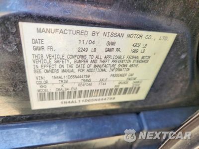Zdjęcie 12 z 12 samochodu: 2005 NISSAN ALTIMA 2.5 VIN:1N4AL11D65N444759 - miniatura